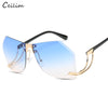 2020  Rimless Sunglasses Women Brand Designer  Oversize Gradient Sun Glasses Fashion Female Clear Shades