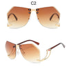 2020  Rimless Sunglasses Women Brand Designer  Oversize Gradient Sun Glasses Fashion Female Clear Shades