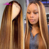 Highlight Colored Human Hair Wigs, Pre Plucked Lace Front Human Hair Wigs, Ombre Remy Frontal Wig For Black Women