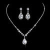 Long pendant Water Drop jewelry set, Rhinestone jewelry set, Crystal Plated silver Necklace & Earrings, Elegant Bridal Wedding Jewelry Set