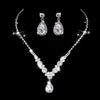 Long pendant Water Drop jewelry set, Rhinestone jewelry set, Crystal Plated silver Necklace & Earrings, Elegant Bridal Wedding Jewelry Set