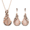 3pcs/ elegant Jewelry set,Waterdrop Rhinestone jewelry set, Pendant Necklace Hook Earrings Jewelry Set