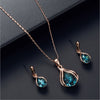 3pcs/ elegant Jewelry set,Waterdrop Rhinestone jewelry set, Pendant Necklace Hook Earrings Jewelry Set