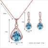 3pcs/ elegant Jewelry set,Waterdrop Rhinestone jewelry set, Pendant Necklace Hook Earrings Jewelry Set